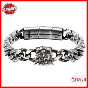 Stainless Steel Saint Michael Cuban Link Bracelet, Large Size, 8-9 Inch Length